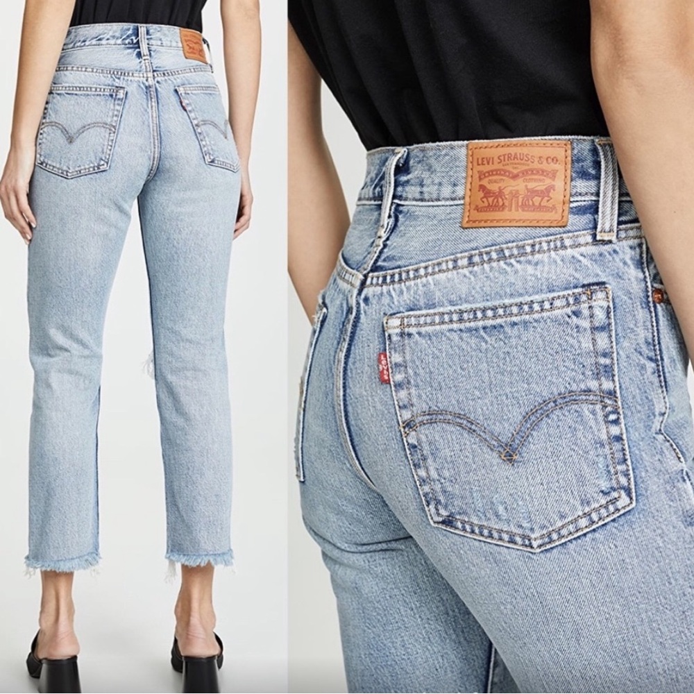 Levi's 501 ct distressed straight selvedge jeans